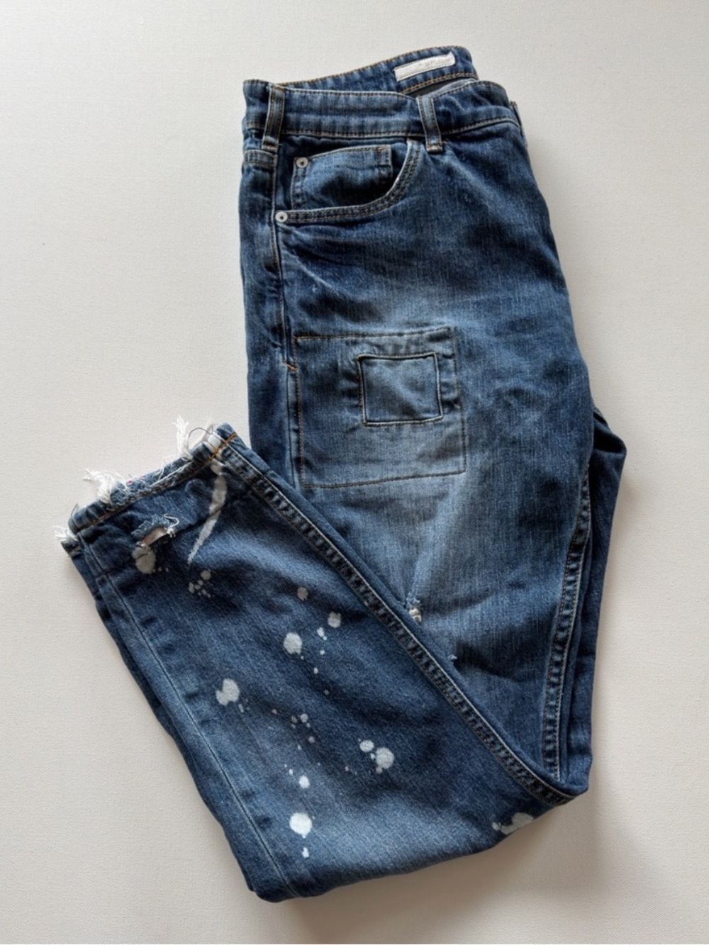 Pilcro the heritage Boyfriend Distressed patchwork hem size 28.western,boho